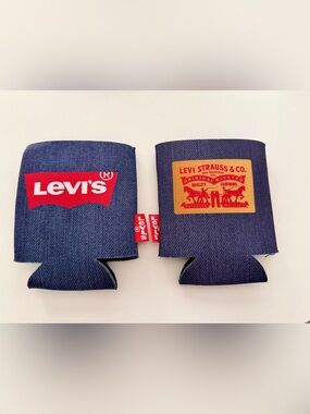 Set of 2 Levi's Navy Denim Print Can Koozies